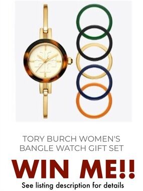 Tory Burch Women’s Gold Bangle Watch with Interchangeable Bezels - Tortoise/Gold